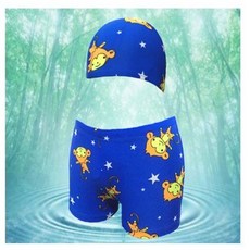 SkinWu布尿布專賣店 男童猴子圖案泳褲套裝，含泳褲、沙灘褲、平角游泳褲及溫泉褲，並附贈泳帽，可愛又實用