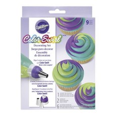 Wilton 惠爾通 彩色漩渦裝飾糕點袋 3 件套, 1個, 紫+白