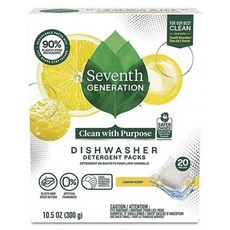 seventh generation Clean with Purpose洗碗機清潔劑 檸檬香 20顆入, 1盒, 300g