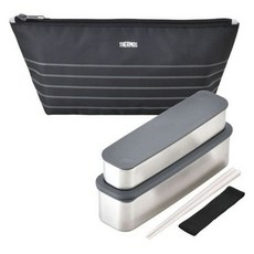 THERMOS 膳魔師 雙層長型不鏽鋼保鮮便當盒 DSA-804W, 黑色邊框, 1個