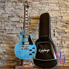 Epiphone Les Paul Custom TR/TB 紅藍限量版電吉他 孤獨搖滾 虎紋 附原廠琴袋, 透明藍, 紅