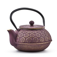 老荷蘭國際鑄鐵櫻花茶壺, 650.6毫升, 紫+金