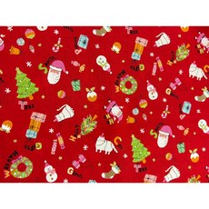 And Joyful 日本燙金聖誕布 聖誕圖案手作拼布材料, 紅色, 詳見包裝