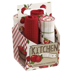 DESIGN IMPORTS 蘋果園廚房餐巾禮物套組 2套, 1個, 混色