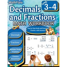 (英文圖書)Decimals and Fractions Math Workbook 3rd and 4th Grade: Fractions and Decimals G... 平裝版, Mathflare, 英文