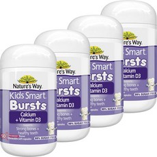 Nature's Way 然萃維 Kids Smart Bursts鈣&維生素D3咀嚼式軟膠囊 草莓口味, 4個, 50顆
