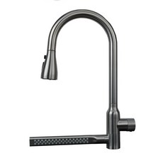 Mist密斯特五金 304不鏽鋼飛雨瀑布龍頭 T8002GB，廚房水槽龍頭，冷熱水雙控，不鏽鋼材質, 1個