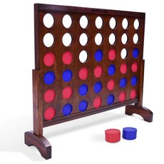 GoSports Giant 4 in a Row Connect 硬幣便攜包和規則大腦訓練遊戲 91.4cm, 深色木漬
