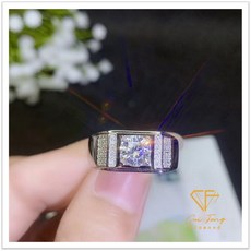 CF鑽飾 男戒 莫桑鑽 何以琛款 1克拉 男士戒指 時尚簡約 鑽石戒指