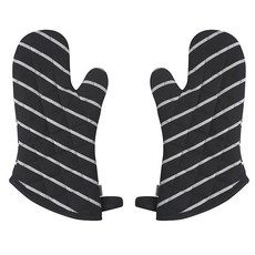 now DESIGNS 素色絎縫隔熱手套 2件組, 1個, 廚師條紋黑