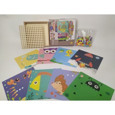 兒童木製蘑菇釘拼插板拼圖玩具，兒童益智玩具，激發創造力，訓練手眼協調, 1個