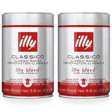 illy 意利 Classico經典烘焙摩卡壺專用研磨咖啡, 2個, 250g