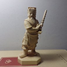 黃楊木精雕黃太尉神像 (高10公分) - 精緻木雕擺件，守護平安健康