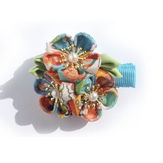 SweetMommy 和風布花髮夾, 1個, 藍色