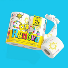 Renova滾筒式彩色印花卷紙-童趣塗鴉款, 1串, 4捲, 1840cm