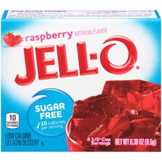 Jell-O 低卡路里明膠甜點覆盆子無糖, 1個, 8.5克
