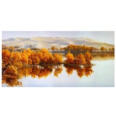 御畫房 金秋湖畔手繪油畫 60x120cm VF-119, 詳見包裝