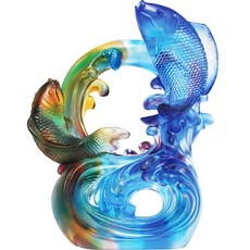 開元琉璃 連年有餘慶滿堂 琉璃擺件 (含水晶底座) 居家裝飾品, 詳見包裝