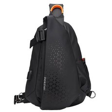 大容量尼龍運動郵差斜背包 (胸包), 黑色