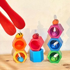 河神 彩色蜂箱夾蜜蜂專注力訓練遊戲, 詳見包裝