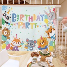阿肥與阿瘦《韓國最新生日掛旗》派對場景佈置 森林系掛飾 生日掛布 寵物生日, 款式R-100*70CM(送配件包)