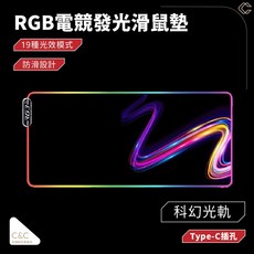 C&C 大號電競發光滑鼠墊(80cm*30cm) 19種光效模式 防滑設計 Type-C插孔, RGB Lighting (Multi-color)