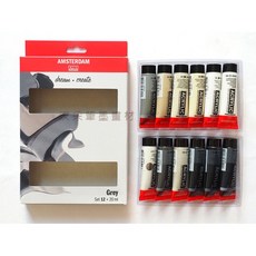 阿姆斯特丹AMSTERDAM壓克力顏料20ml 12色組 (灰階/粉彩/風景/人物/靜物), 20ml