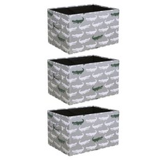 LUSH DECOR 布質折疊收納箱 40.6*30.5*25.4cm, 3片, 灰+綠