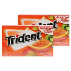 TRIDENT 木糖醇無糖口香糖 熱帶水果口味, 2盒, 25.2g