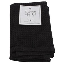 DESIGN IMPORTS 黑色華夫格廚房毛巾, 2件, 黑色的
