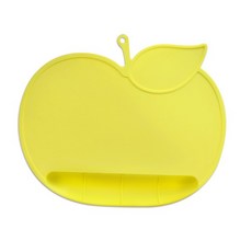 元氣寶寶 蘋果造型矽膠防滑餐墊 寶寶餐墊 隔熱墊 食品級矽膠材質, 黃色