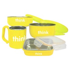 thinkbaby 餵食幼兒餐具4件組, 1個, 黃色的