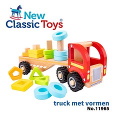 荷蘭 New Classic Toys 木製形狀認知學習貨車-11965 車車玩具 形狀配對 認知學習 積木, 詳見包裝, 1個