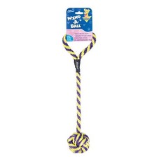 Aspen Pet Booda Wing-a-Ball 寵物狗用繩索/潔牙玩具, 1個, Yellow+Purple