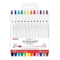 ZEBRA 斑馬牌 Click Art按壓式水性彩色筆 12色組, 1個, 英石