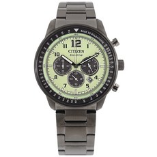 CITIZEN 光動能 夜光型者 三眼計時手錶 螢光綠x鈦色 CA4507-84X 44mm