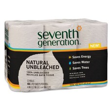 Seventh Generation UNBLEACHED廁用捲筒再生衛生紙, 1袋, 12捲