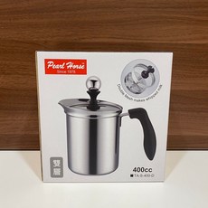 Pearl Horse 玻璃蓋雙層奶泡器 (400cc/TA-S-400-D), TA-S-400-D, 銀色