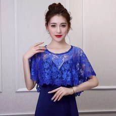 瑪妮新娘飾品 台灣現貨 蕾絲披肩斗篷 前短後長 婚紗禮服披肩 新娘遮手臂, 寶藍
