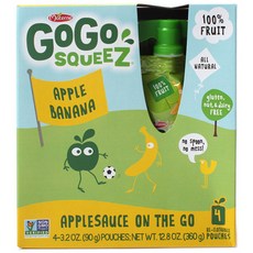 GOGO SQUEEZ 擠壓式水果泥, 蘋果香蕉口味, 4包