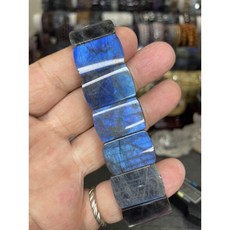 黑拉長全藍光21mm顆顆帶藍光手串, 藍色