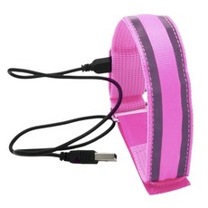 LED發光手環/手臂帶 (USB充電 光纖 夜跑/演唱會用), 1個, 粉色