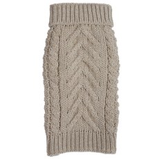 fabdog 超粗針織高領狗狗毛衣, 麥片