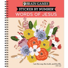 (英文圖書) Brain Games - Sticker by Number: Words of Jesus (28 Images to Sticker) Spiral, Publications International,..., 英文, 螺旋裝