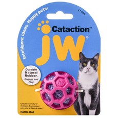 jw 鈴鐺橡膠寵物貓玩具球, 1個, 混色