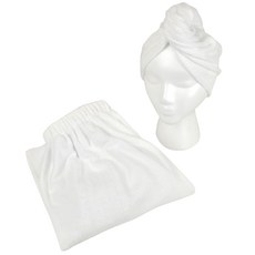 DESIGN IMPORTS Bath Wrap Hair Wrap Set 2 139.7 x 82.6 x 2.5cm, 1個, 白色