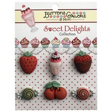 Buttons Galore And More Sweet Delight 3D鈕扣 6入, 6個, 餐後點心