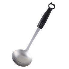 KAI 貝印 Nyammy 立體貓咪造型圓湯杓, 1個, 黑色+銀色