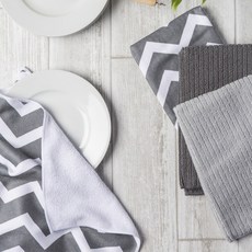 DESIGN IMPORTS 超細纖維雪佛龍洗碗巾廚房交叉套組 2, 1個, 灰色