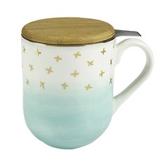 Pinky up Casey陶瓷馬克杯附濾茶器 414ml, 1個, 綠色